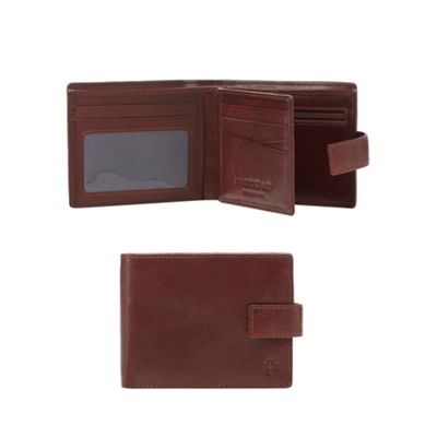 Tan leather debossed logo wallet